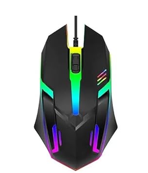 RGB Gaming Mouse Wired with LED Lights | Ergonomic Design | High Precision Optical Sensor | Adjustable DPI | USB Plug & Play Computer Mouse (Standard, Default Color)