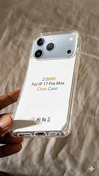 Clear Case for iPhone 17 Pro Max, Transparent, 2.0MM Thick, Protective Cover