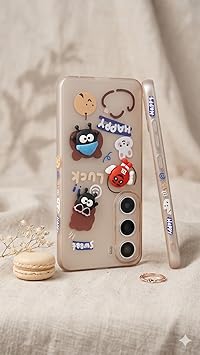 Cute 3D Cartoon Character Phone Case for VivoY300 5G, Grey Silicone Cover with Chain