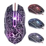 Adjustable DPI Gaming Mouse - USB Wired LED Backlit Gaming Mouse with 7 Programmable Buttons & Cool Crack Color Design (800-1200-1600-2000 DPI) - 4 Color LED Backlight (Pack of 2)