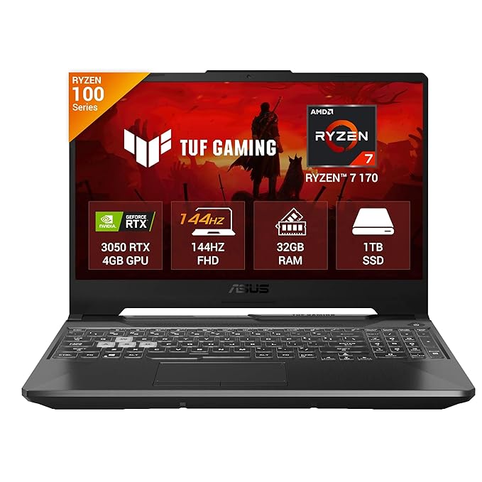 ASUS TUF A15 (2026),AMD Ryzen 7 170, RTX 3050-4GB, 32GB RAM (Upgradeable), 1TB SSD, FHD, 15.6"(39.6 cm), Windows 11, M365 Basic(1 Year),Office 2024,Graphite Black,2.3 Kg,FA506NCQ-HN010WS,Gaming Laptop
